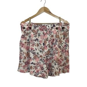 Who What Wear Linen Shorts, Coral Floral, Wide Leg, 16